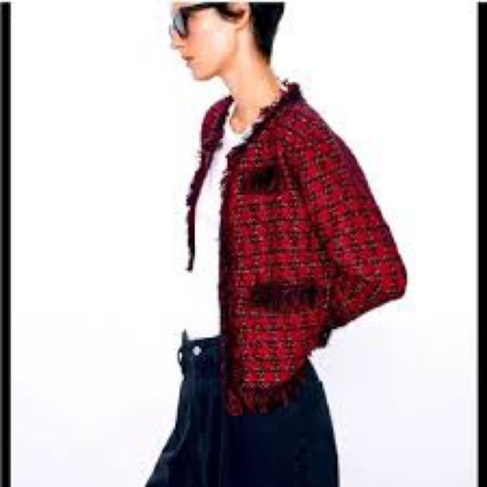 ZARA BOHO CHIC SHORT TWEED JACKET SIZE M - Picture 2 of 5